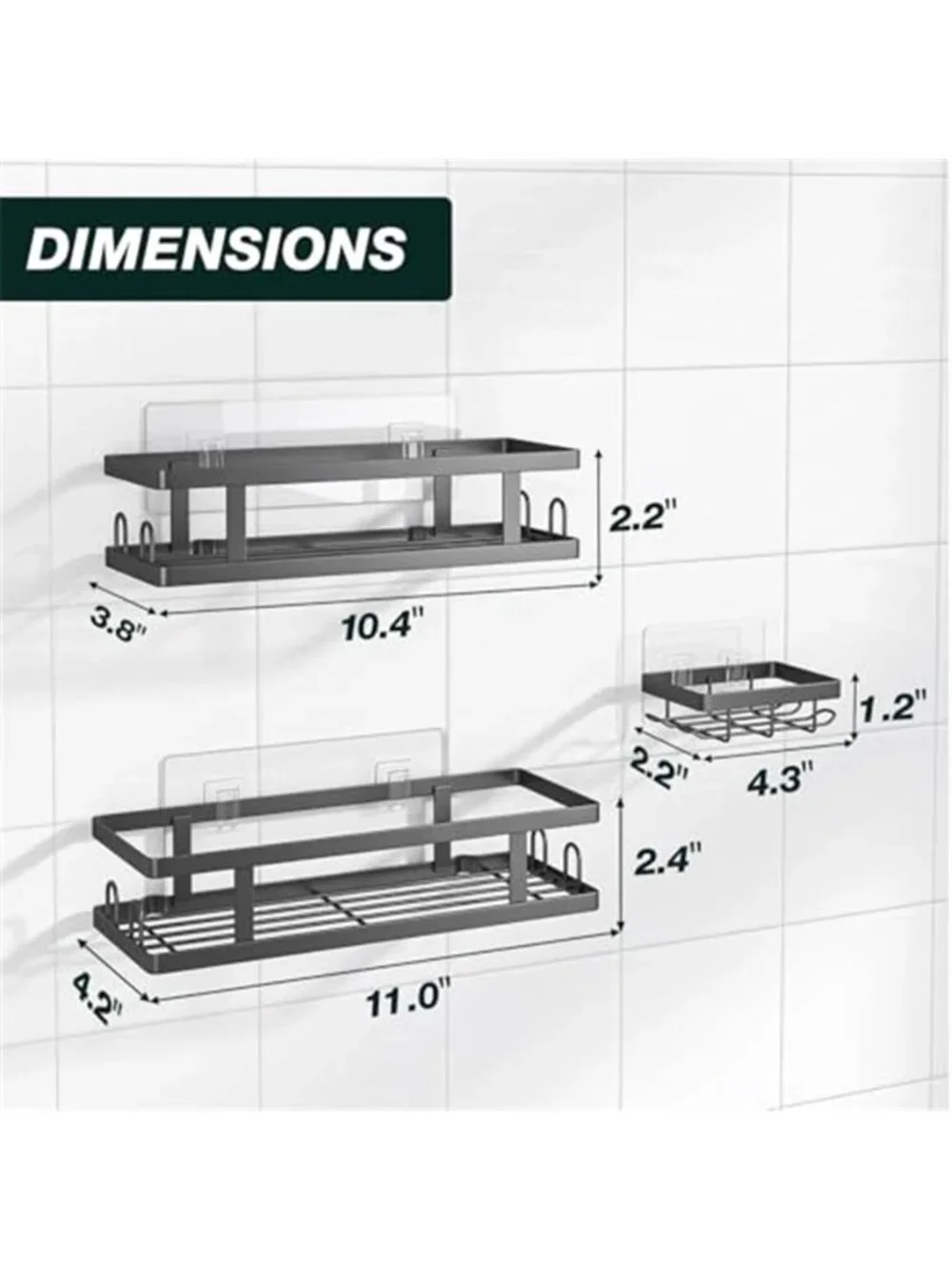 Shower Caddy Adhesive Bathroom Organizer Shelf No Drill Rustproof Storage Rack